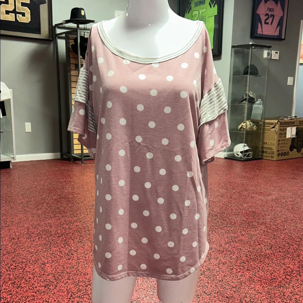 Pink Polka Dot Top